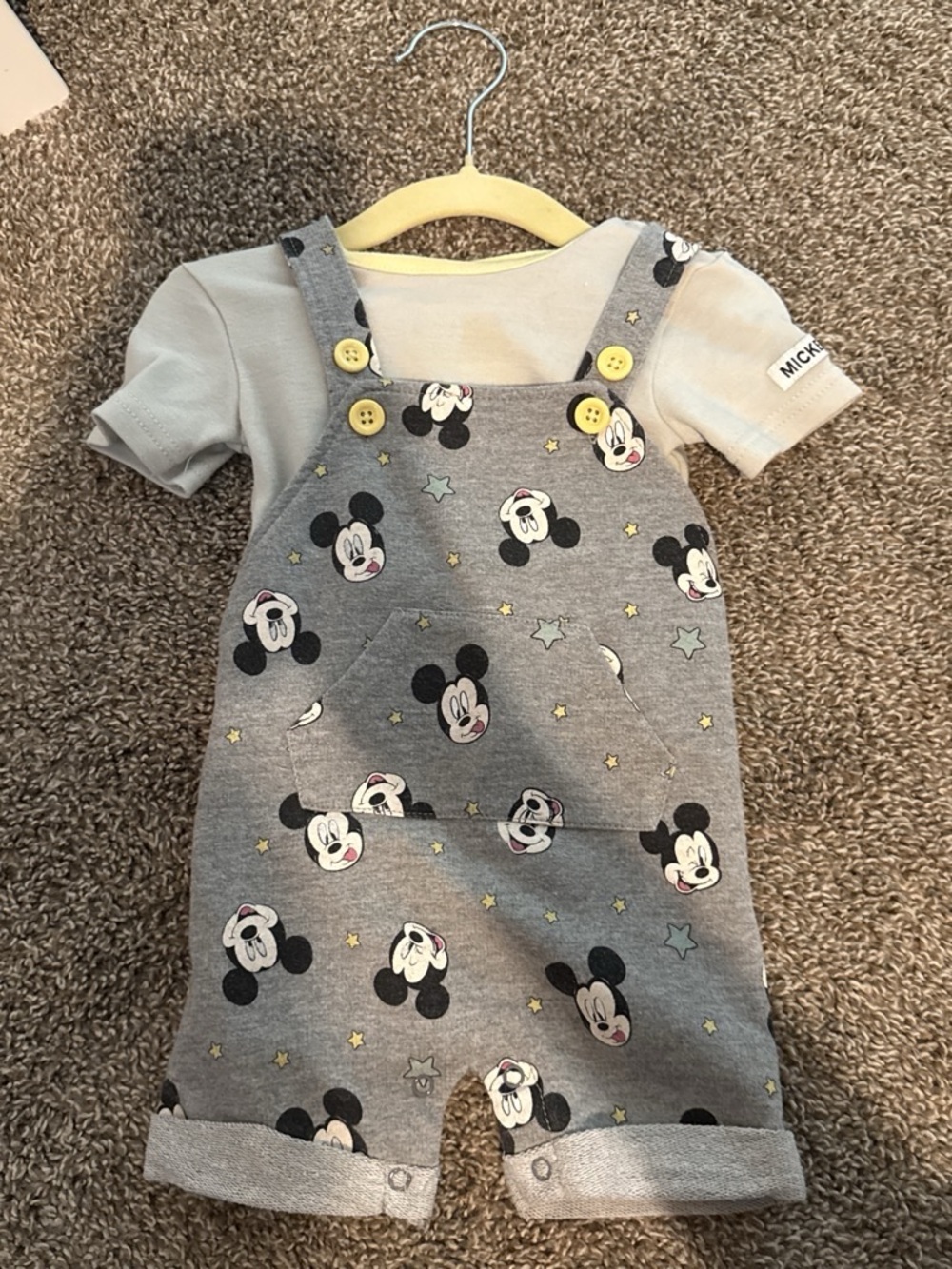 Disney Baby Mickey Mouse Romper Gray Baby 3/6M Like New